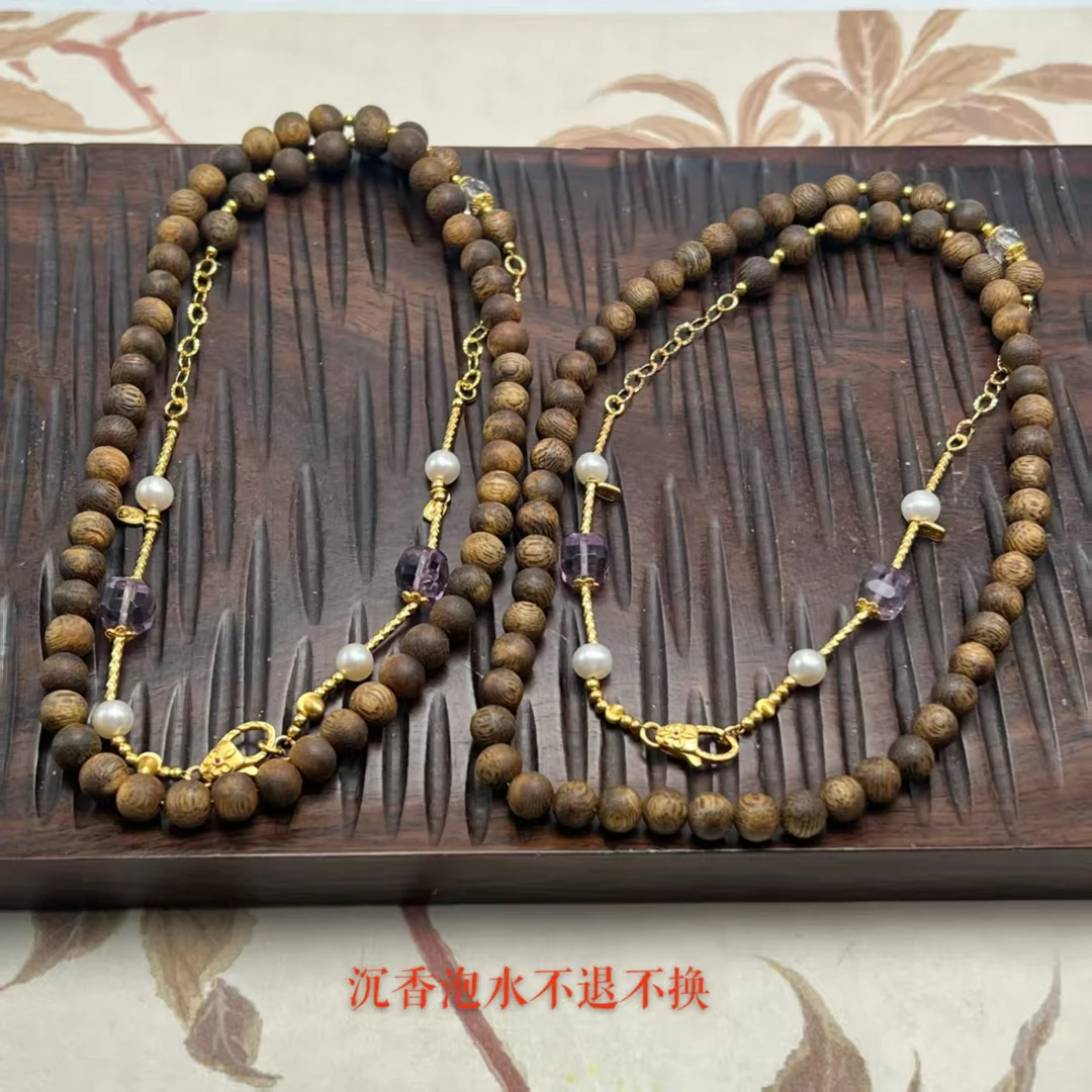 沉香【北野珠宝】天然沉香DIY项链-B70H-293多样性发一6mm