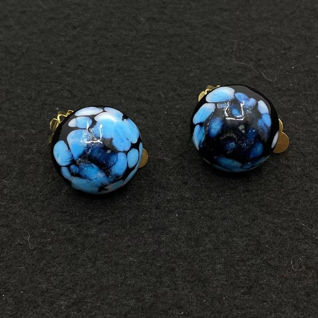 合金玻璃耳饰 【Liz璇子】穆拉诺花朵琉璃耳夹H49202无鉴赏期