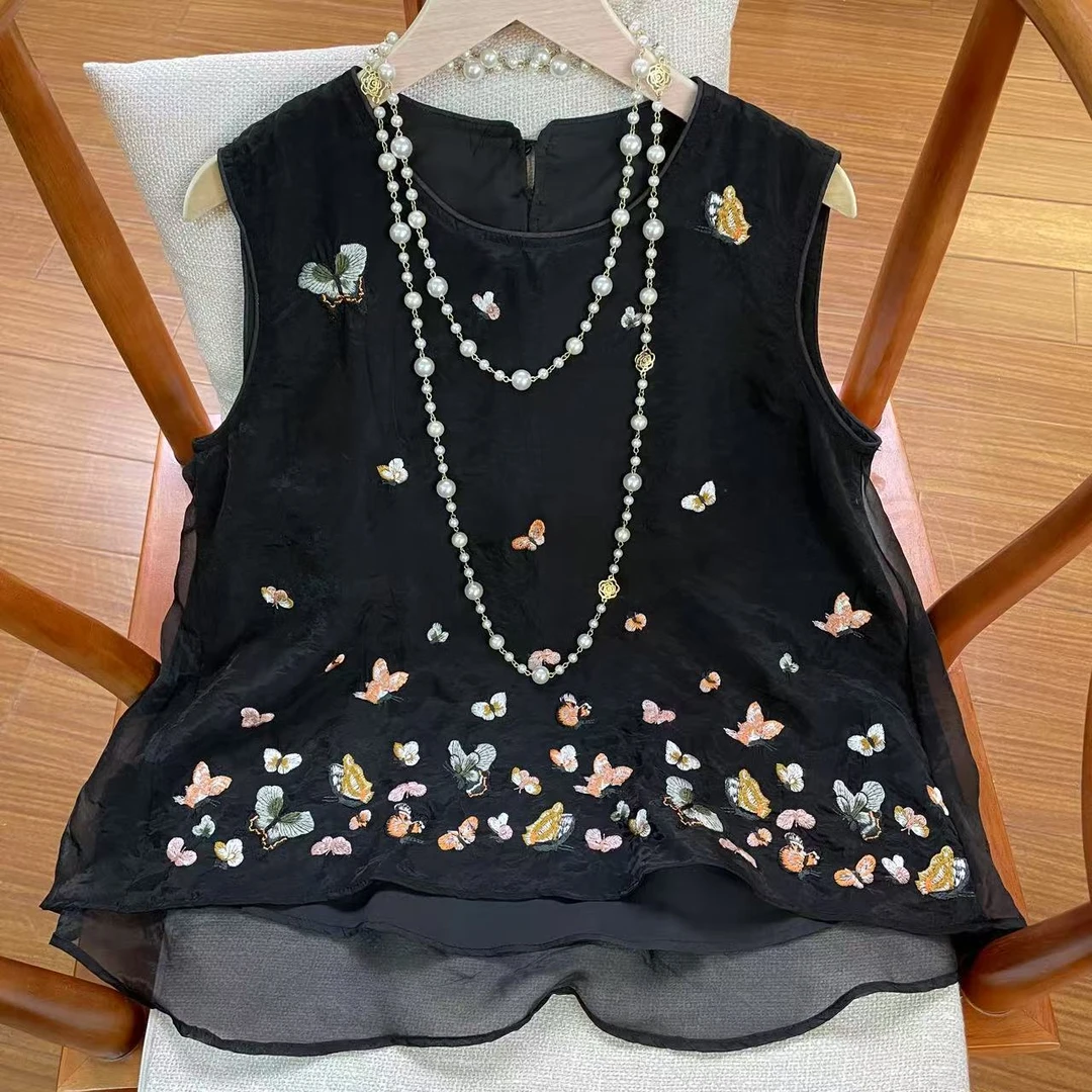 新中式重工刺绣复古上衣国风马甲无袖背心小衫A998