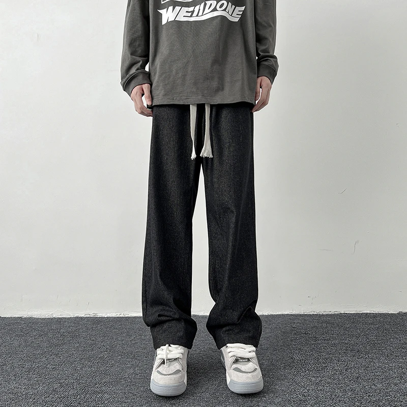 宽松直筒牛仔裤男春秋百搭阔腿休闲长裤潮流垂坠感裤子复古美式