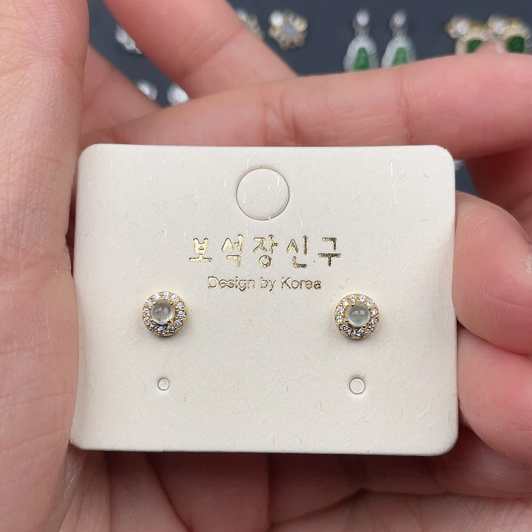 翡翠银S925镶嵌耳饰0000