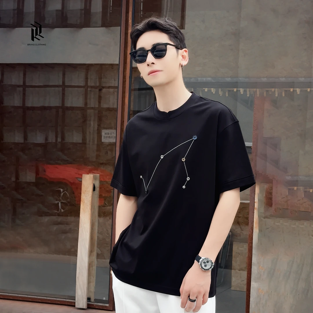 『北斗星创意手工DIY』重磅高支数凉感透气舒适休闲短袖T恤男女同款