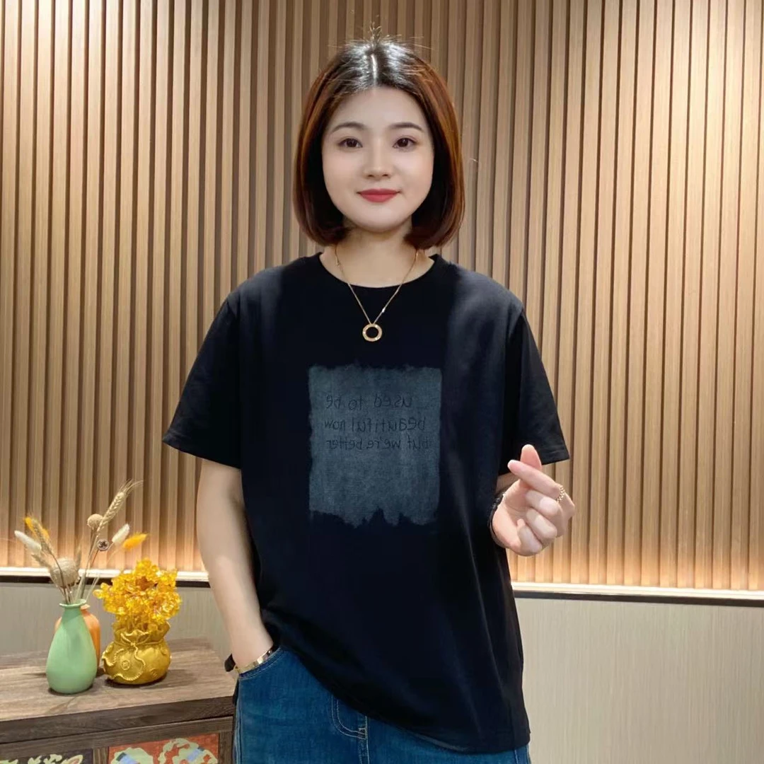 100%棉 夏季2025新款短袖无感印花时尚百搭X26119