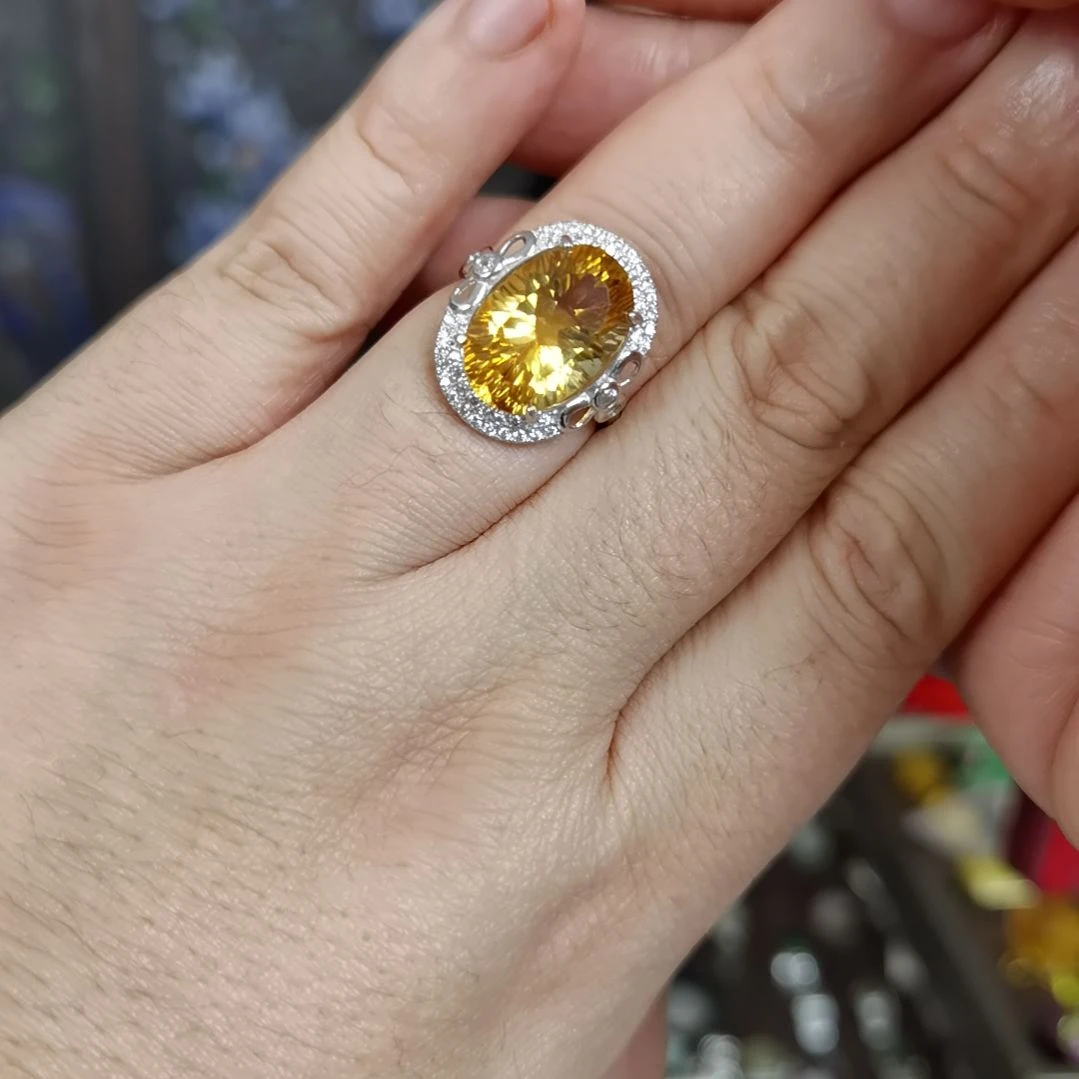 水晶戒指银S925镶嵌戒指