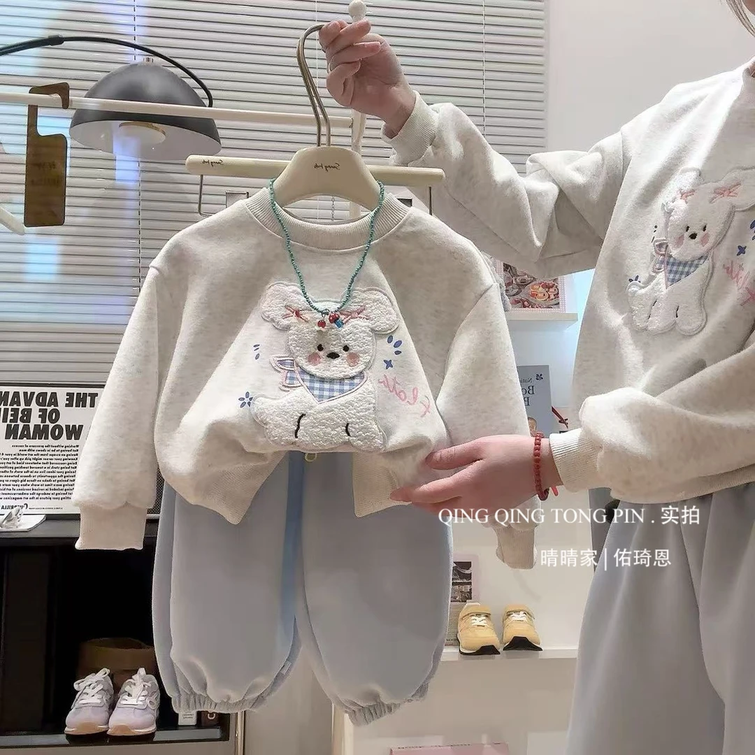 女童春装套装2025新款洋气儿童时髦运动女孩儿童春秋卫衣套装
