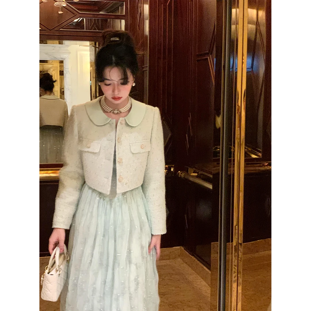 【品牌撤柜款ZB】法式小香风短外套女冬吊带裙加厚套装LZ02102