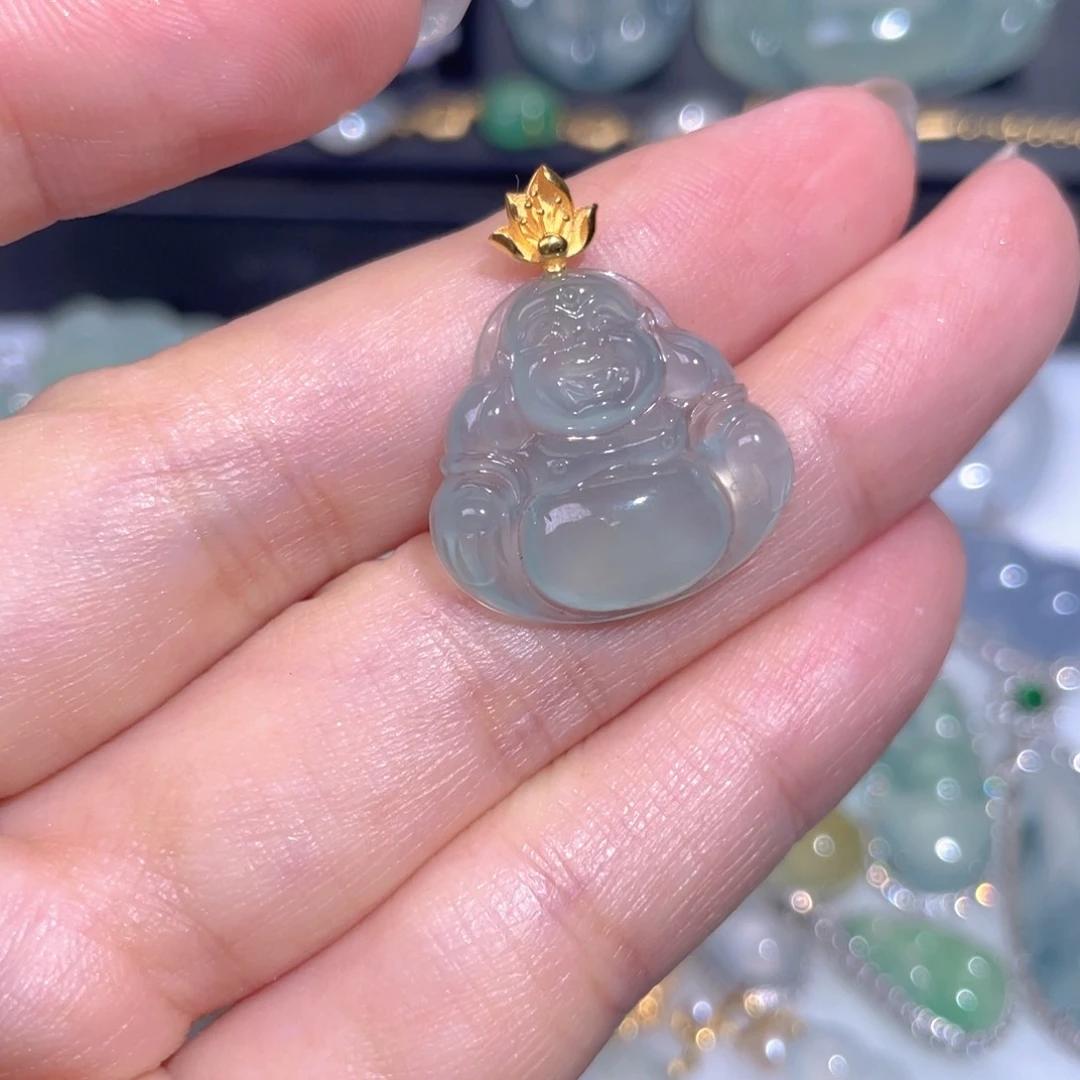 颈饰18K金镶嵌翡翠翡翠