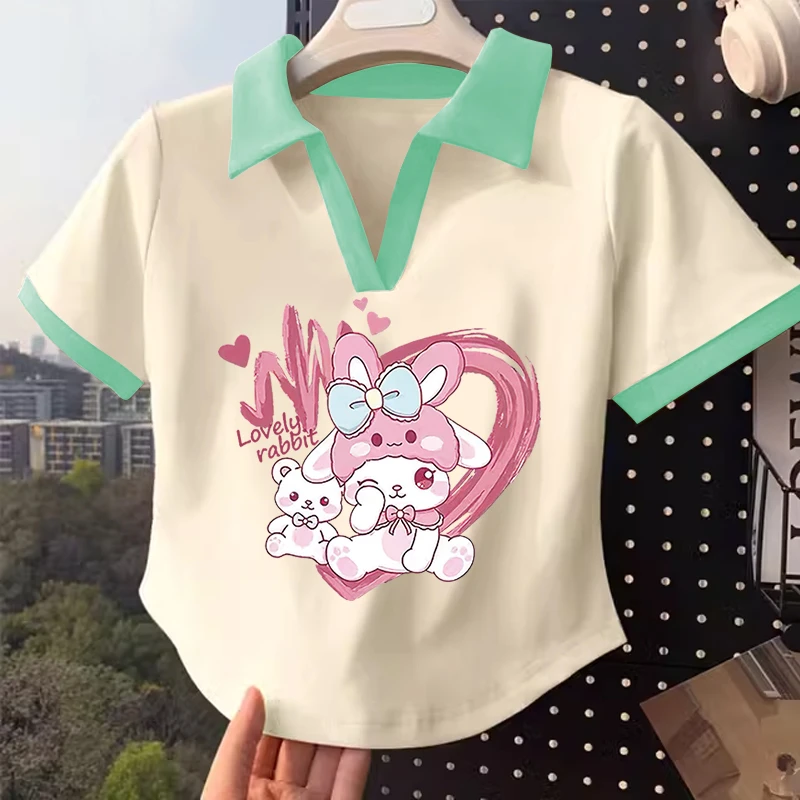 夏季女孩纯棉POLO衫儿童小众童装可爱衣服女童翻领柔软短袖T恤潮