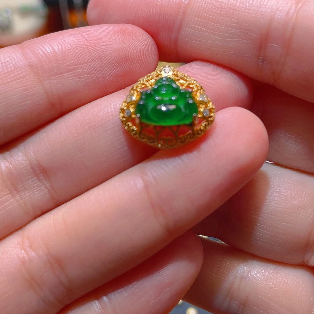 翡翠银S925镶嵌吊坠(不含链)