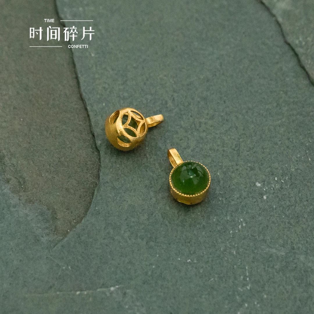 吊坠925银 【孙二娘】小绿豆-古法金小滴溜配件链项链吊坠TC 10064