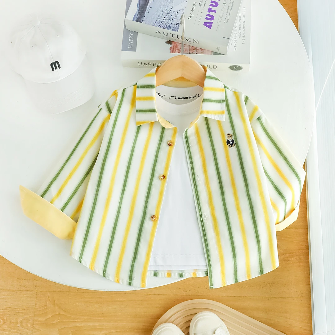 【春夏薄款】2025春季新款格子男童长袖衬衫上衣小童装儿童宝宝衬衣