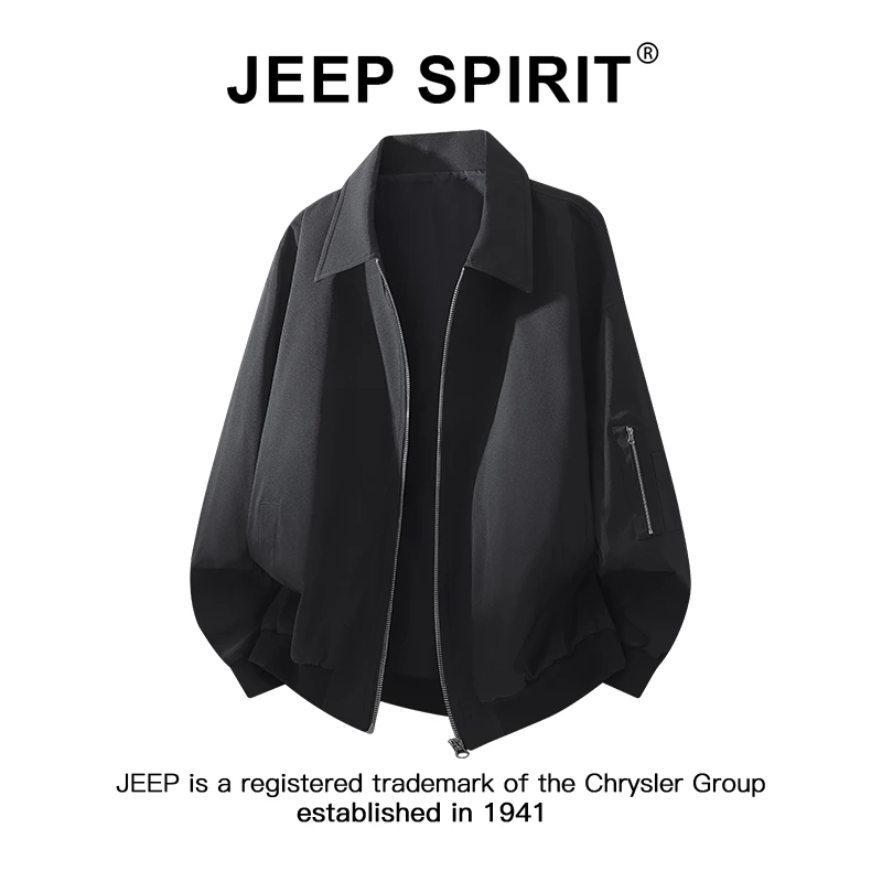 JEEPSPIRIT吉普美式复古飞行夹克男春秋潮牌宽松休闲翻领工装外套