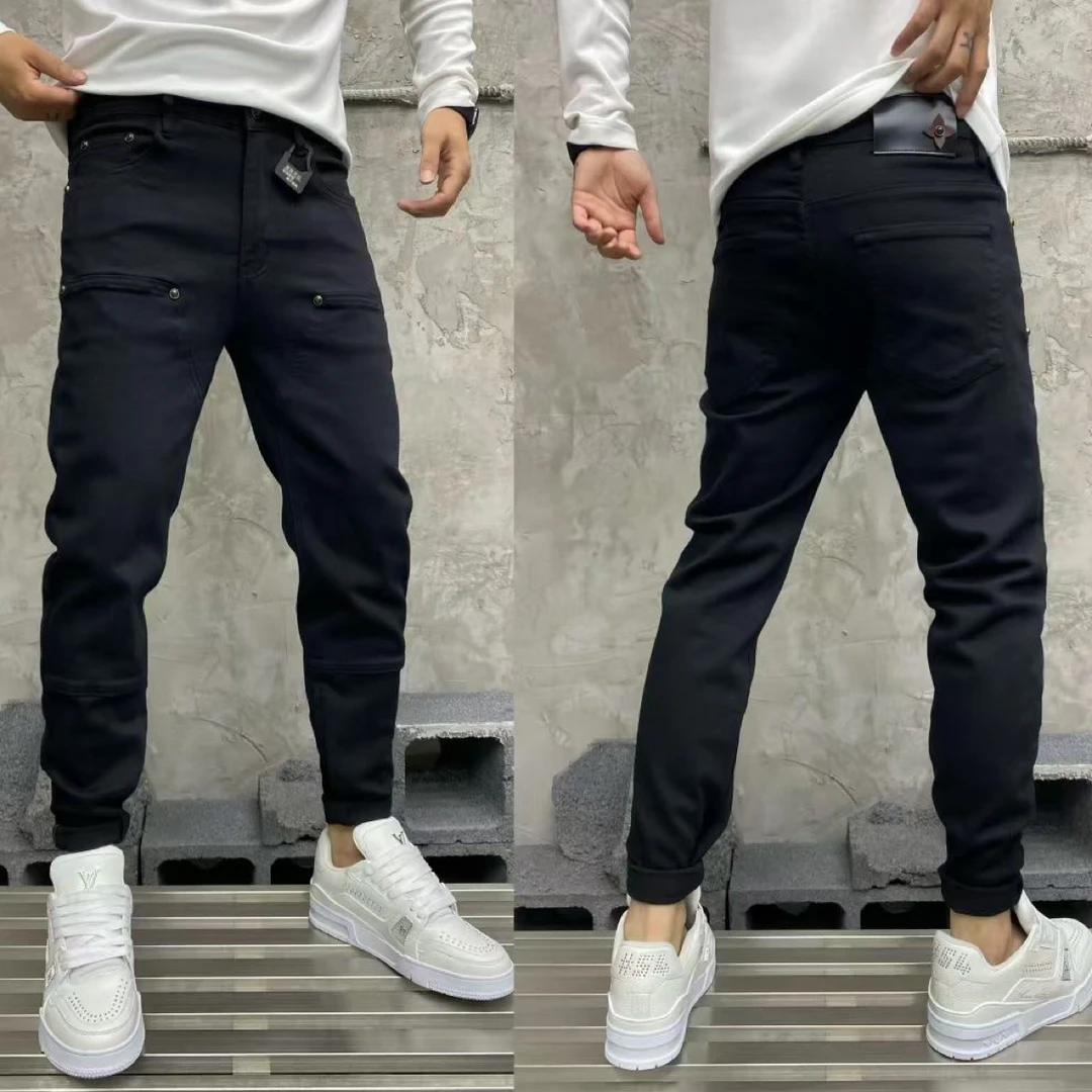 50036-秋季男士时尚欧货高品质修身小脚牛仔裤