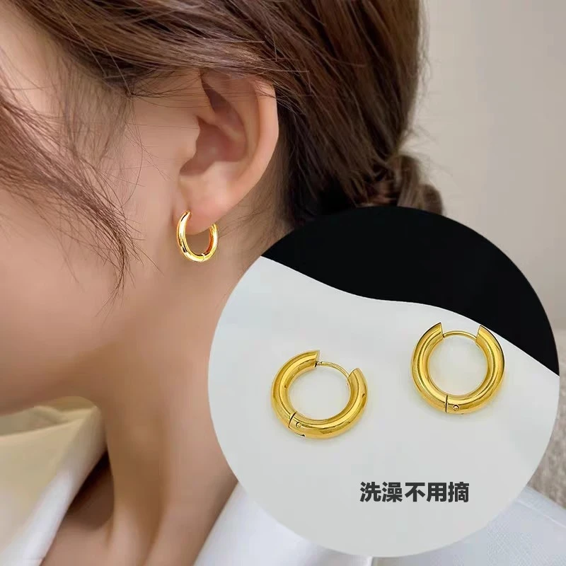 CUOOYINO/初影 铜合金耳饰 【光面素圈】925银针精致耳环女耳饰耳圈