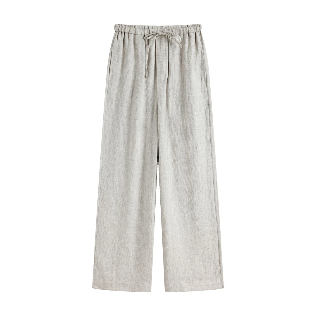 31100【LP订单】 纯亚麻宽松直筒裤女25夏季新款高腰显瘦休闲裤1086