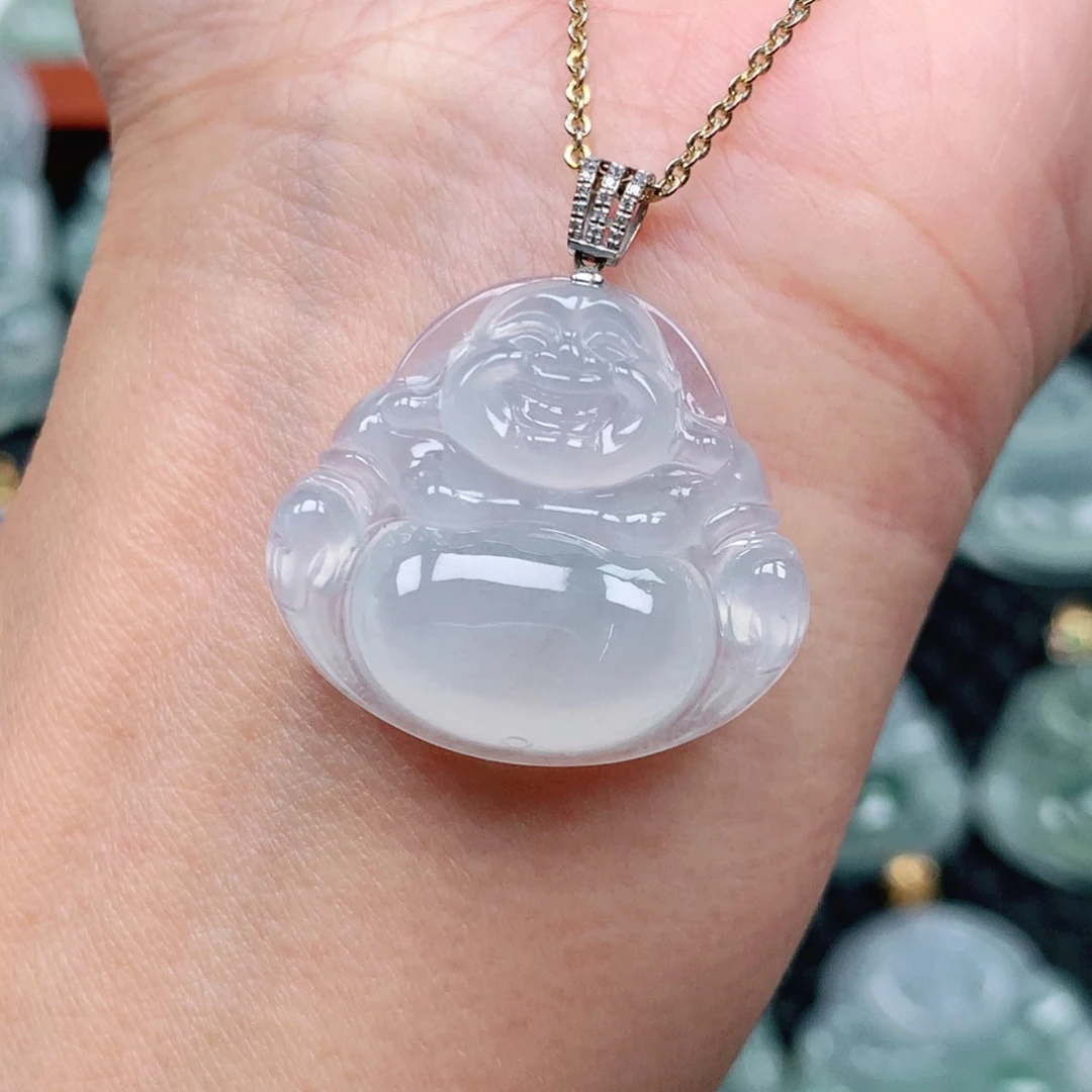 翡翠吊坠(不含链)18K金镶嵌