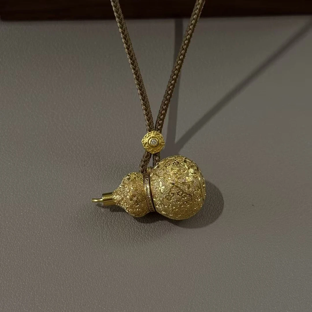 铜合金合成锆石项链 轻奢设计师【重工精工大葫芦项链】-8456