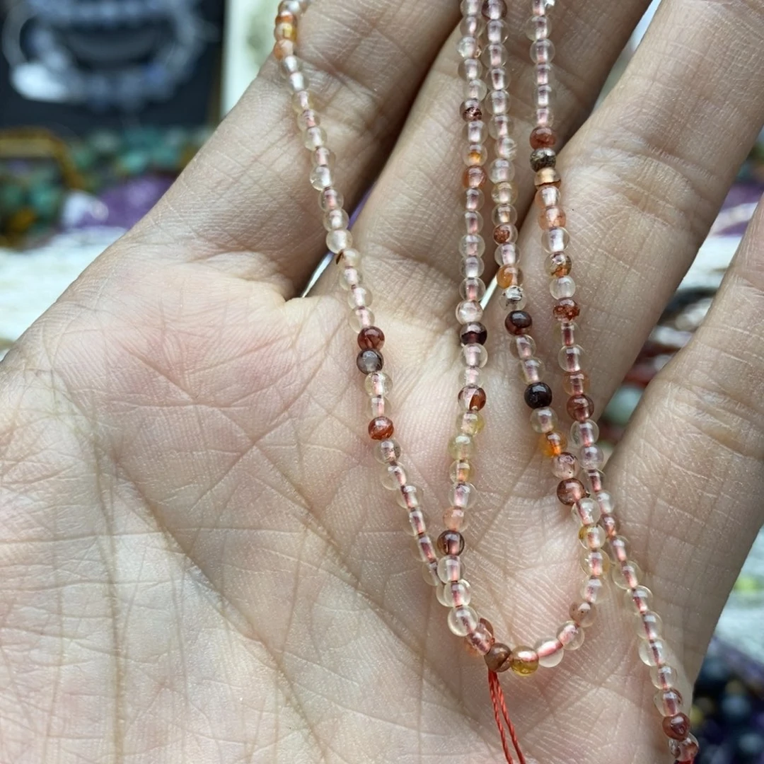 未镶嵌玛瑙/玉髓珠宝半成品一条天然2.6mm红胶花水晶