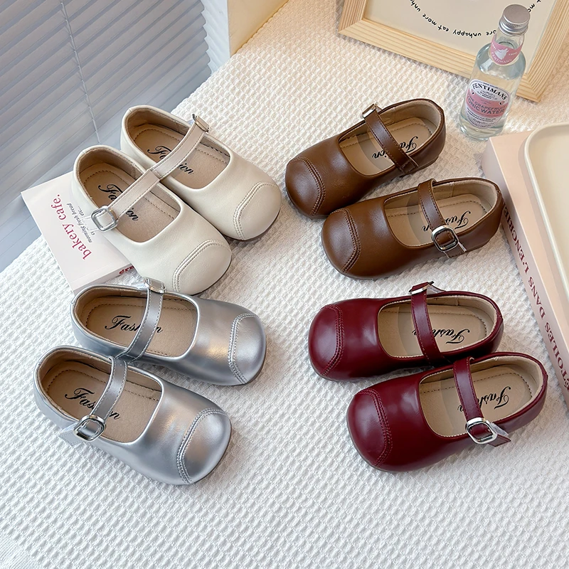 2025春秋新款儿童鞋子女孩经典百搭拼接软底小皮鞋女童时尚公主鞋