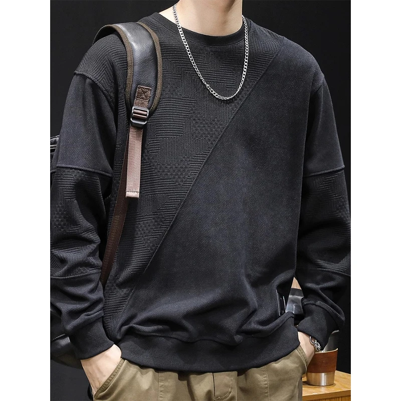 Leekody香港秋季美式潮牌休闲百搭拼接卫衣男款秋季高端长袖上衣