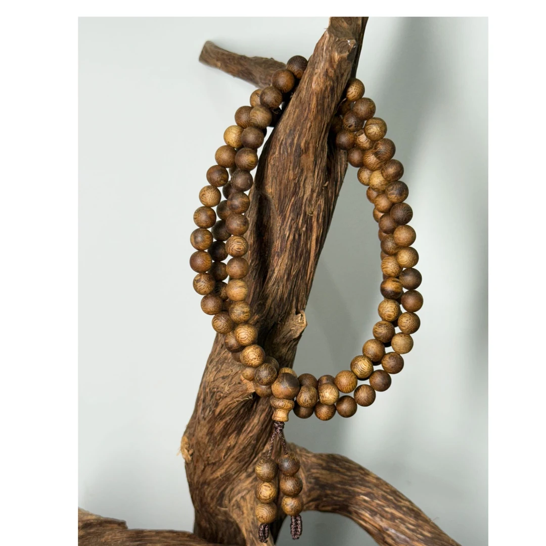 沉香【杭仔精选A级】  沉香海南绿奇楠 圆珠8mm 长串108籽 多圈