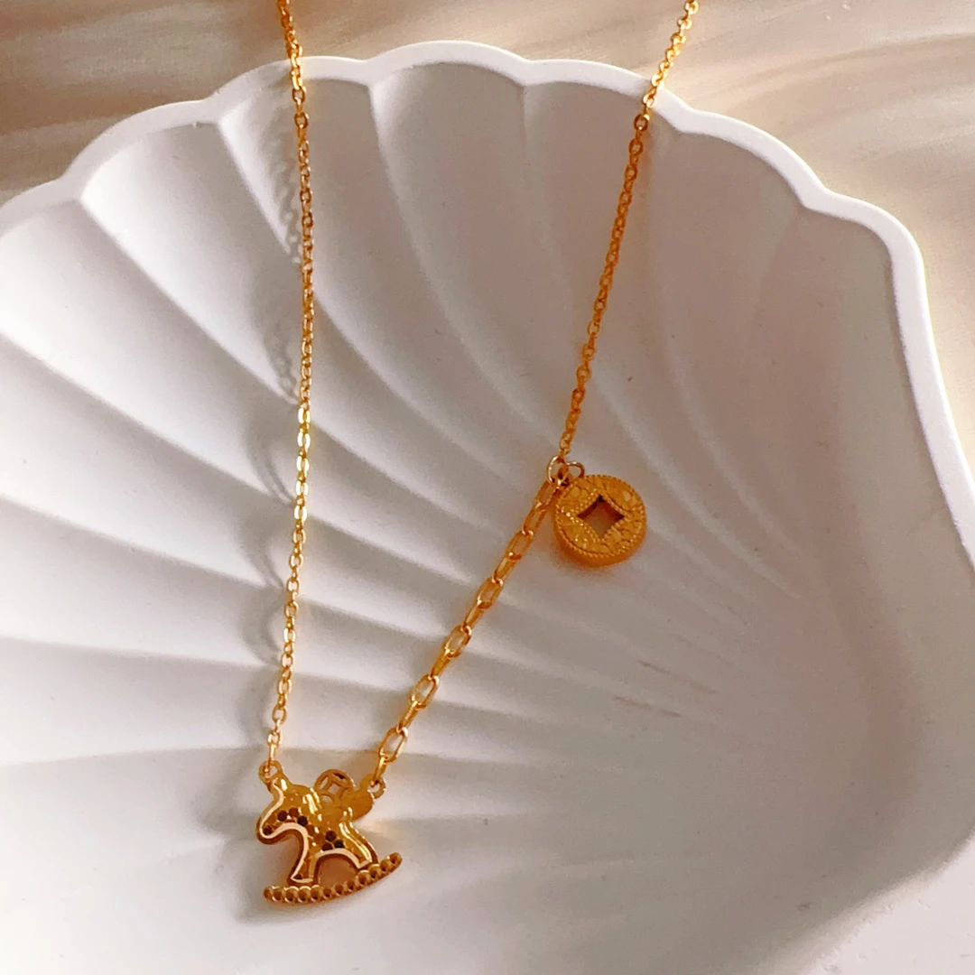 铜合金项链 铜合金 00817号马到成功 精致时尚项链