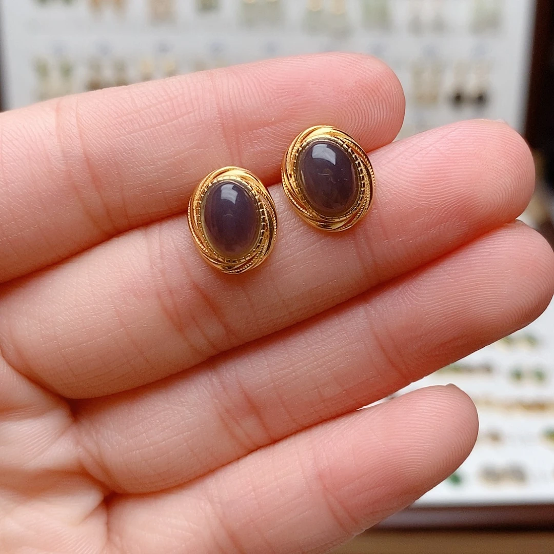 蜜蜡银S925镶嵌耳饰