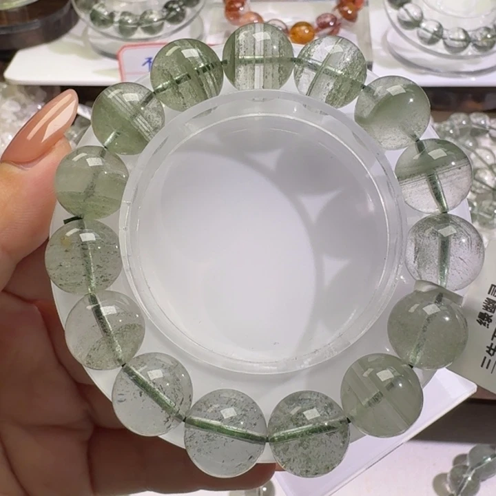 水晶手链未镶嵌巴西金沙翠绿幽灵