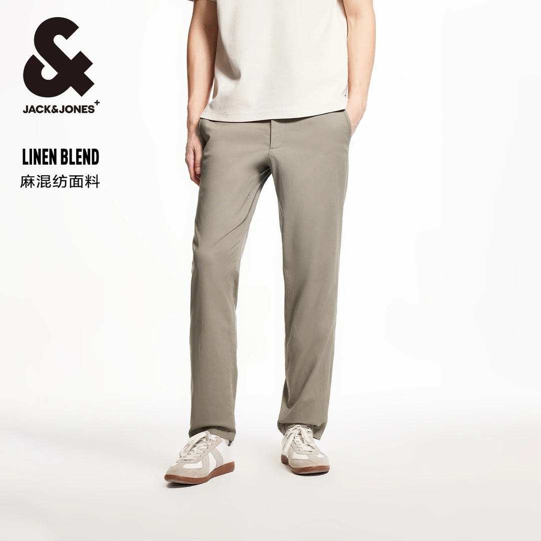 【麻混纺】杰克琼斯商场同款裤子男款秋季潮纯色休闲裤男装废土风