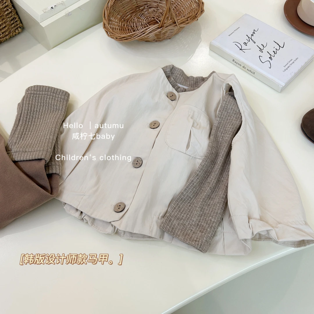 【现】女童秋装春秋季2024新款洋气女孩宝宝马甲百搭时髦