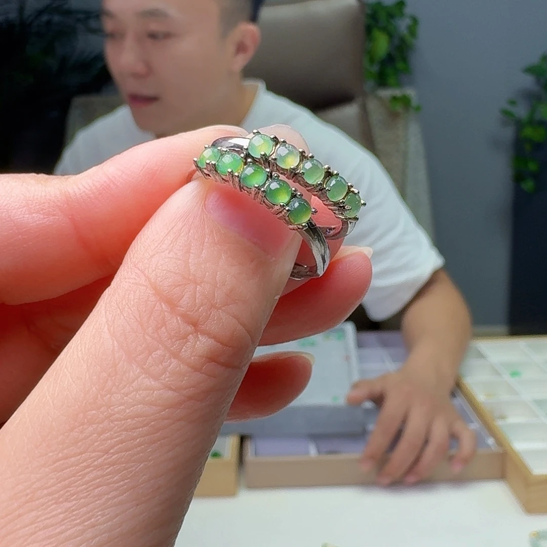 银S925镶嵌戒指翡翠多样性发货其一
