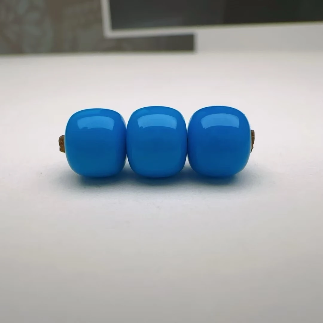 【莲心珠宝】老型套装云盖寺皇家蓝玉化料完美无瑕顶7mm腰6.8mm