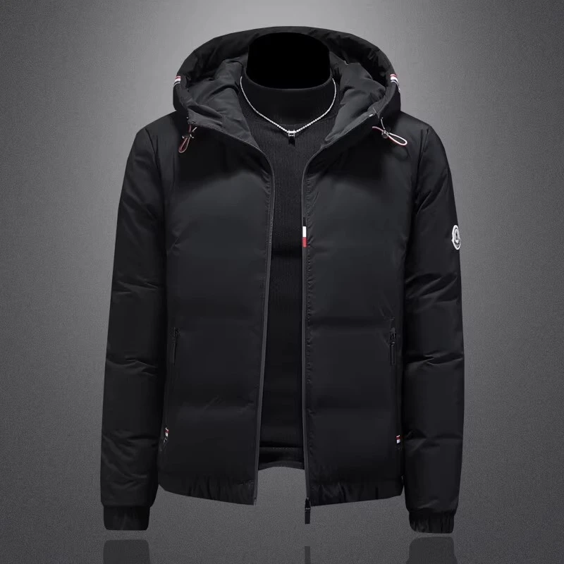 连帽羽绒服男士2025冬季90%白鸭绒加厚外套欧洲站时尚潮流冬装男