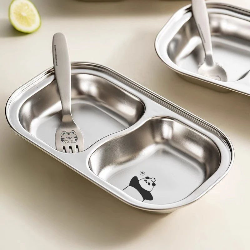 2025新款316不锈钢儿童餐盘幼儿园家用宝宝不锈钢餐盘防摔多格饭