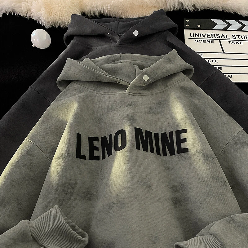 春秋季连帽卫衣男2025新款重磅加绒上衣外套宽松扎染加厚帽衫潮