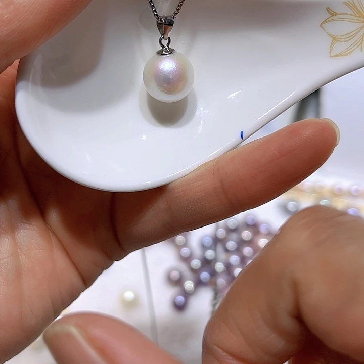 淡水珍珠白珠银色瓜子扣银S925镶嵌