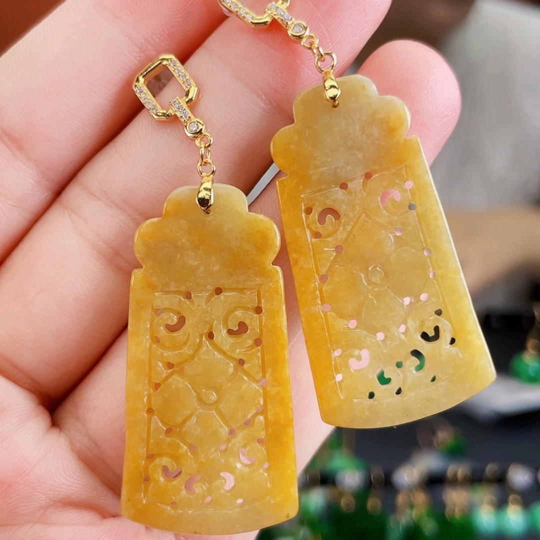 银S925镶嵌翡翠耳饰