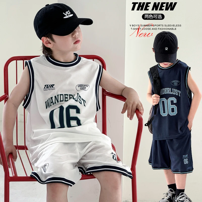 【韩货】男童夏装运动背心套装速干篮球服大儿童薄款2025新款男孩潮