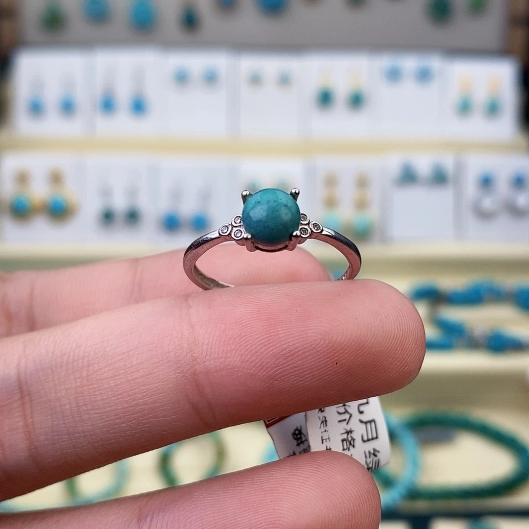 绿松石银S925镶嵌戒指