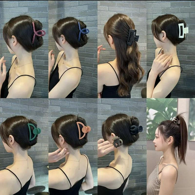 爆款8个抓夹组合无金属亚克力树脂发饰大号马尾抓夹发卡夹子发夹