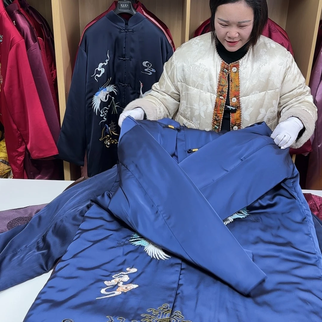 男装蓝色仙鹤祥云