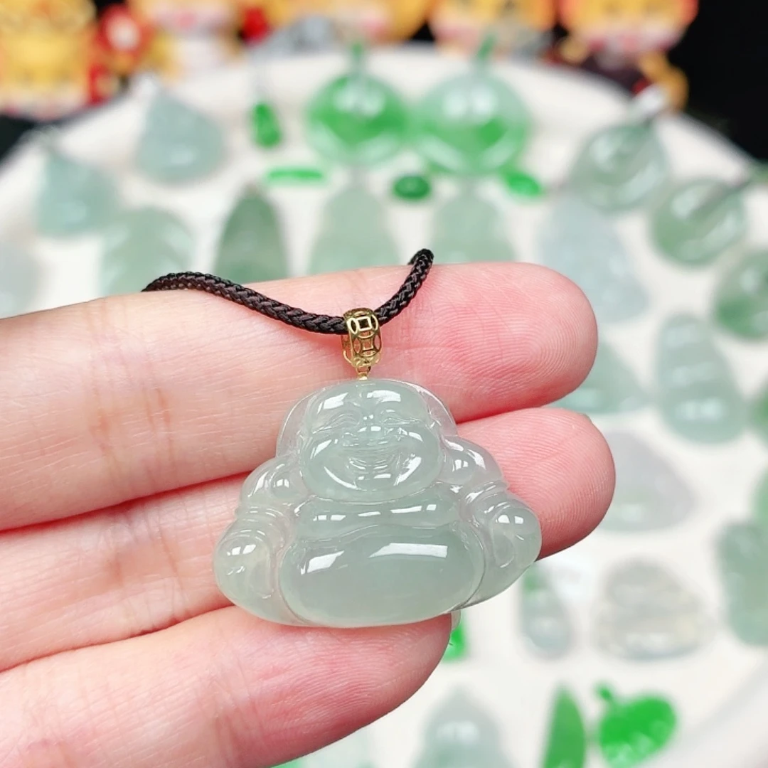 颈饰18K金镶嵌翡翠缅甸天然A货翡翠