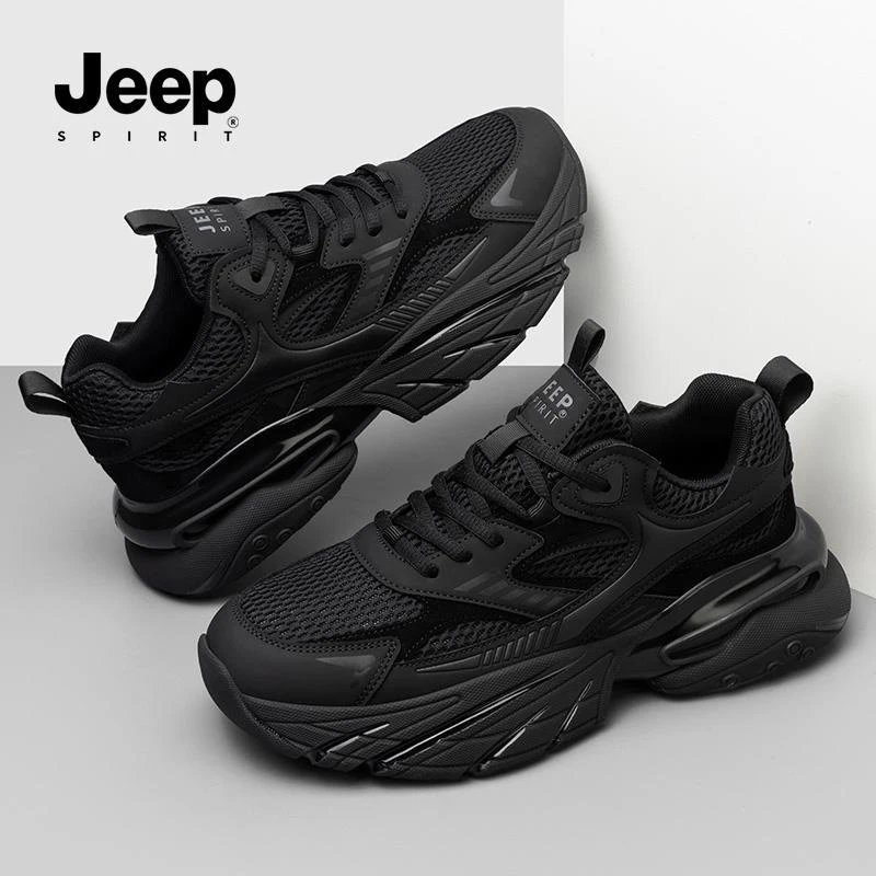 JEEPSPIRIT老爹鞋透气2025新款民族风夏季防滑网面鞋休闲男士时尚