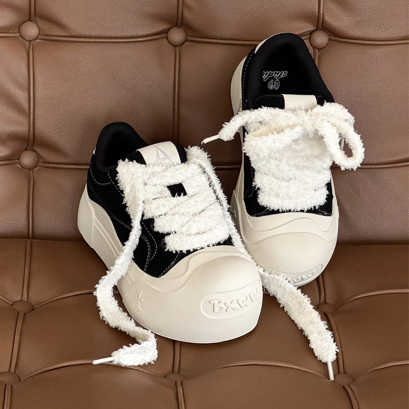 开口笑小泡芙休闲鞋女厚底鞋子男小众设计增高大头鞋国潮低帮板鞋