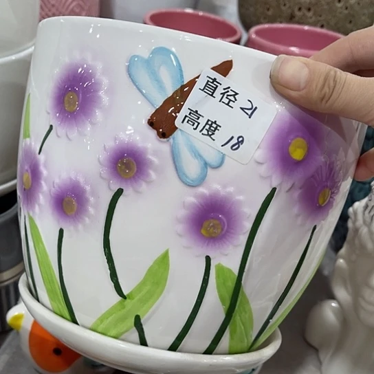多肉绿植陶瓷花盆9.9包邮，有孔