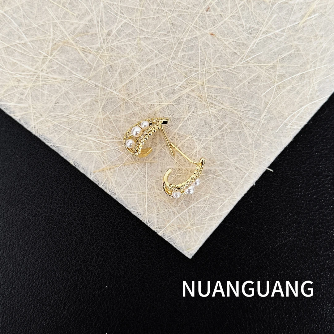 合金耳饰 《贝阙星涎》精致法式蕾丝珍珠耳钉小众高级感时尚耳饰