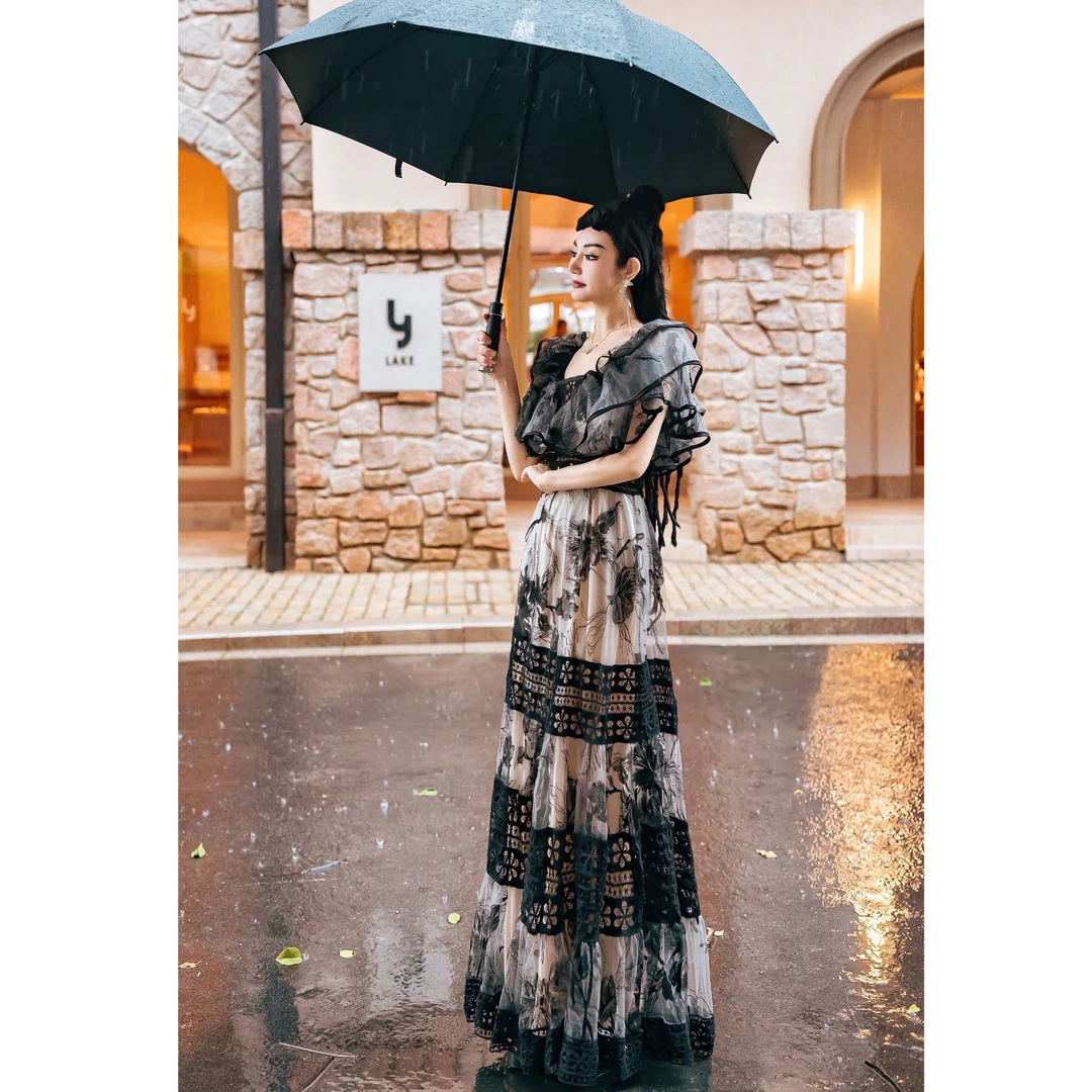 【星姐推荐】星原创高级定制【墨画】设计师轻奢名媛优雅礼服裙