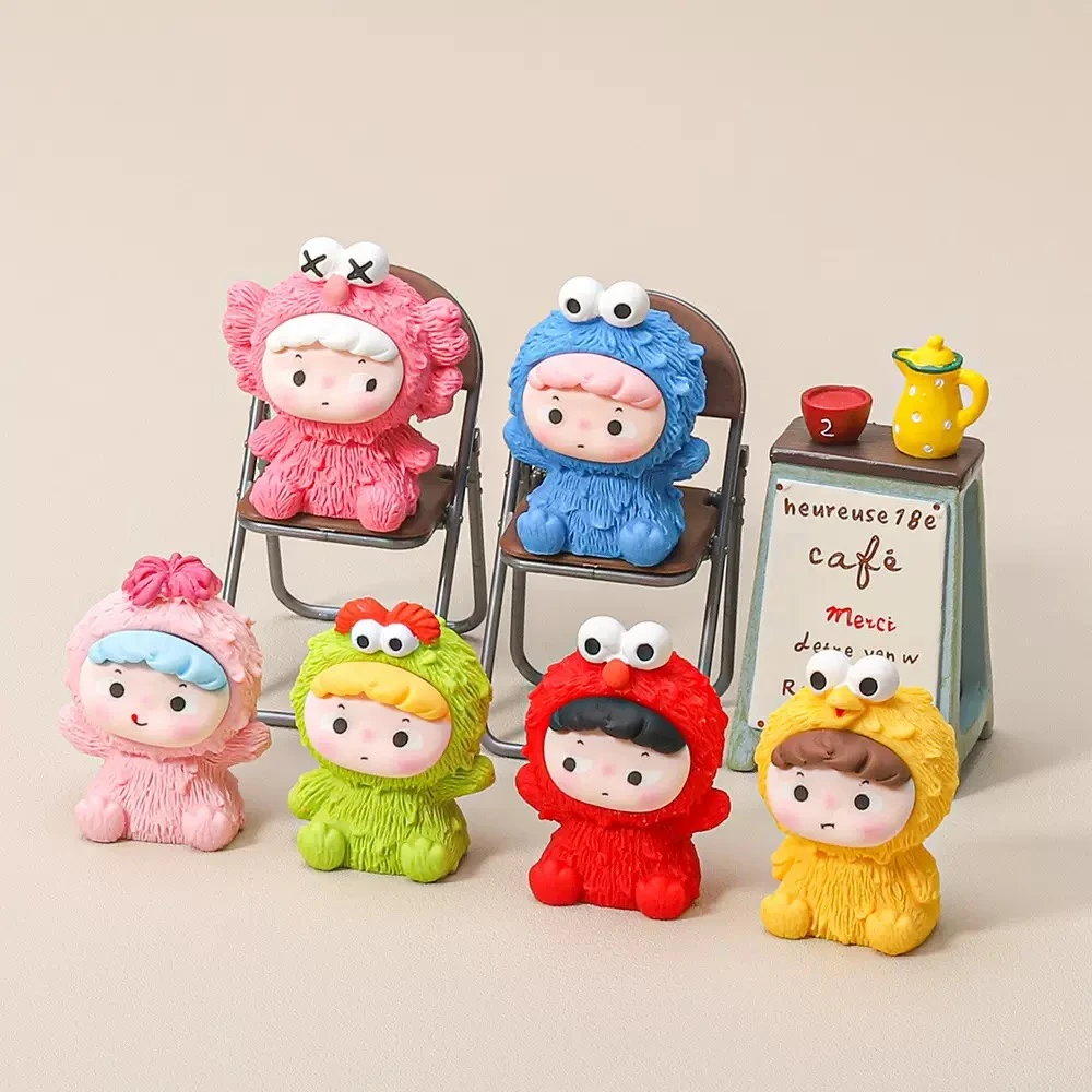 【芝麻街毛流感欧仔】直播拆毛流感欧仔DIY潮玩可爱公仔摆件