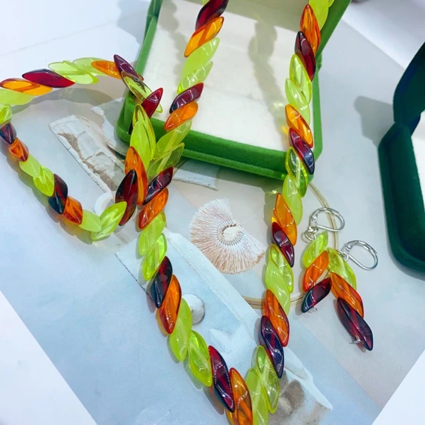 合金玻璃耳饰 tahlidiy kahirwa pason marjan三件套妈妈款