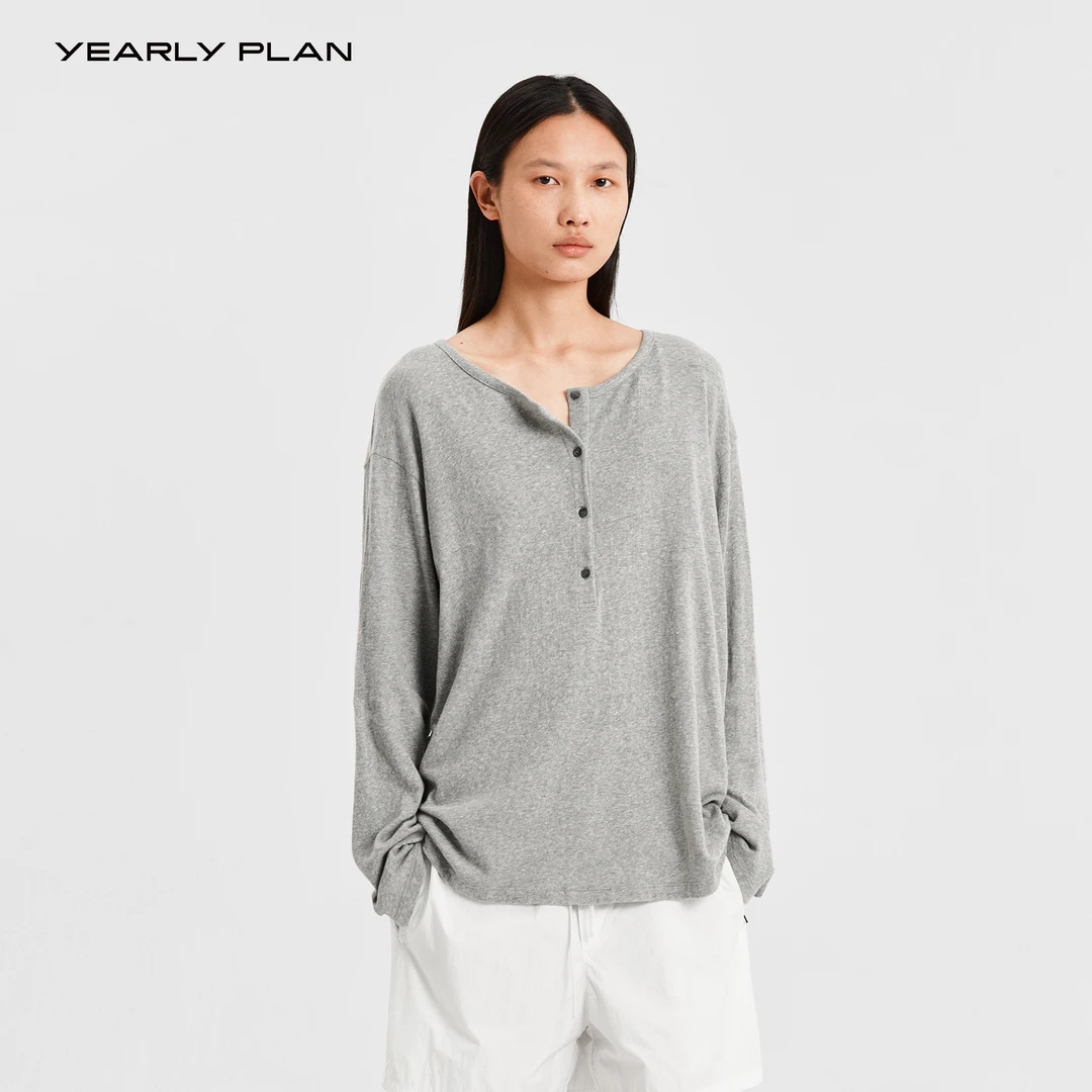 YEARLY PLAN 2025夏【匹马棉】百搭轻松随性亲肤舒适亨利领上衣2381